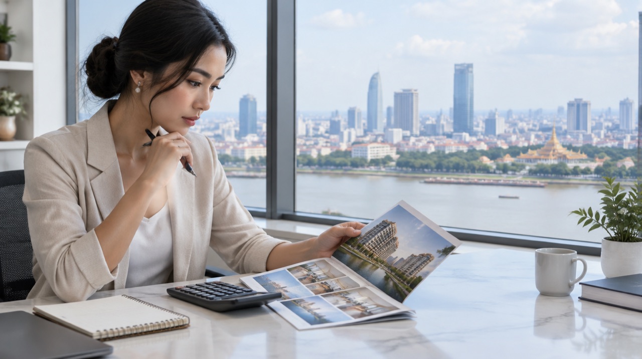 A buyer reviewing Phnom Penh property options