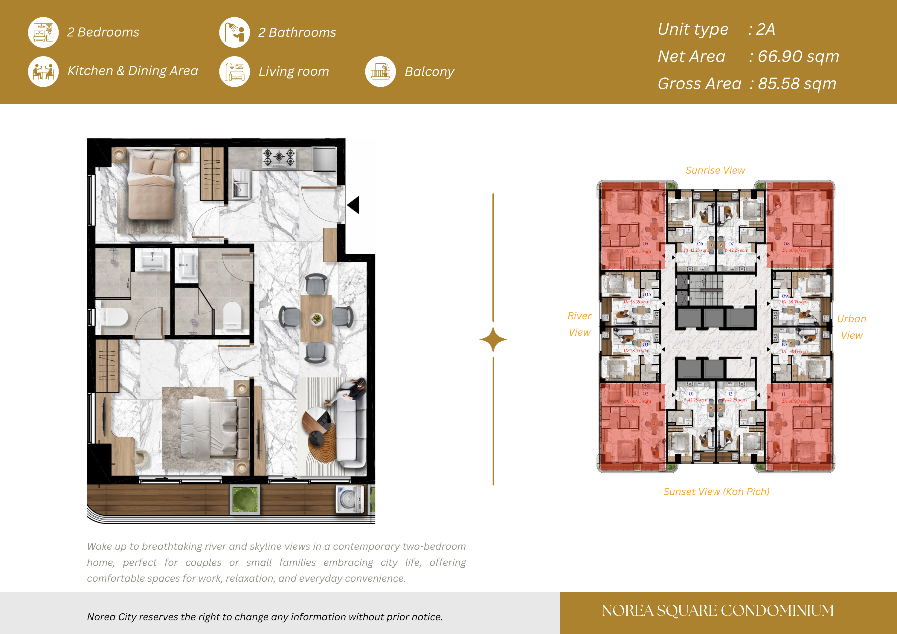 2-Bedroom Condo for Sale at Norea Square | Koh Norea, Phnom Penh